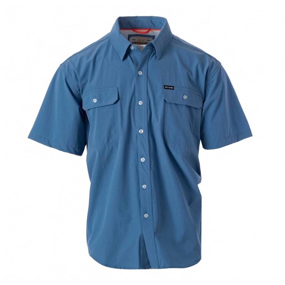 NEW FIELDSTONE men's angling fever button up shirt in blue